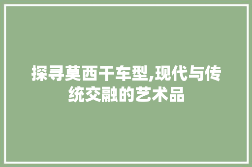 探寻莫西干车型,现代与传统交融的艺术品