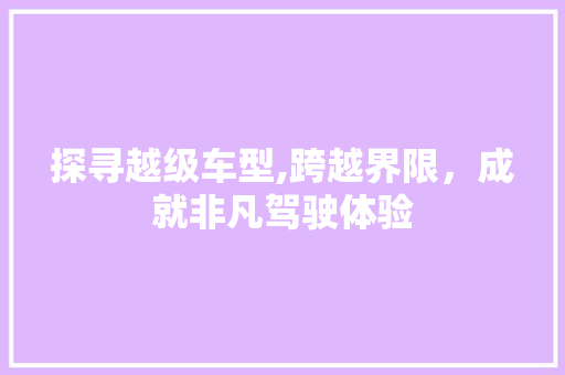 探寻越级车型,跨越界限，成就非凡驾驶体验