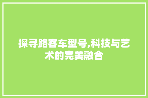 探寻路客车型号,科技与艺术的完美融合