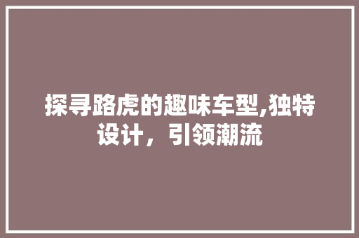 探寻路虎的趣味车型,独特设计，引领潮流
