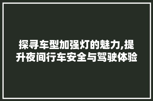 探寻车型加强灯的魅力,提升夜间行车安全与驾驶体验