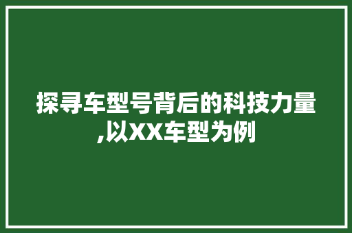 探寻车型号背后的科技力量,以XX车型为例
