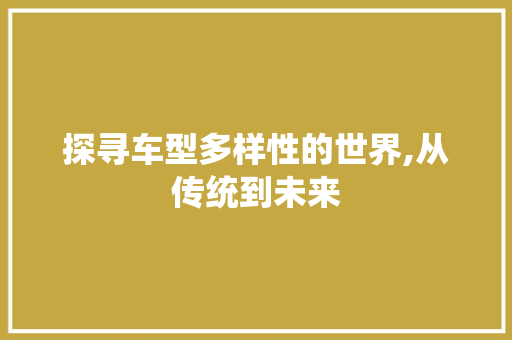 探寻车型多样性的世界,从传统到未来