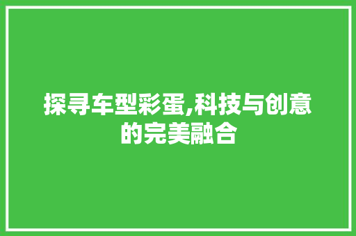 探寻车型彩蛋,科技与创意的完美融合