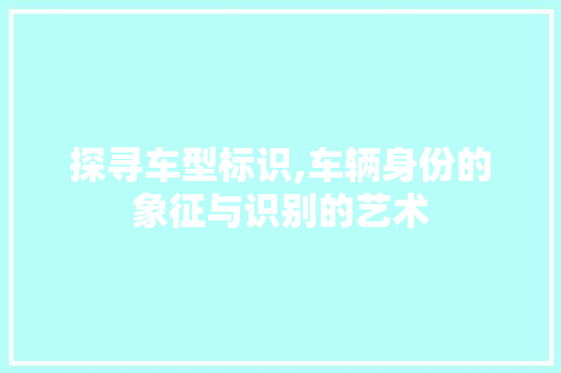 探寻车型标识,车辆身份的象征与识别的艺术