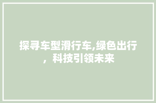 探寻车型滑行车,绿色出行，科技引领未来