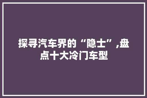 探寻汽车界的“隐士”,盘点十大冷门车型
