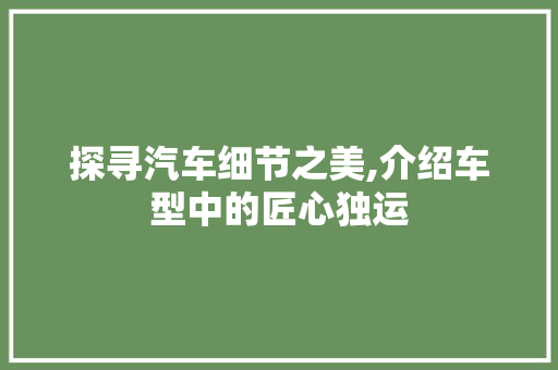 探寻汽车细节之美,介绍车型中的匠心独运