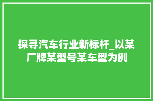 探寻汽车行业新标杆_以某厂牌某型号某车型为例