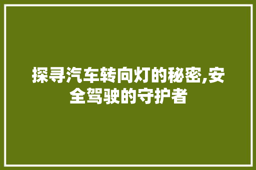 探寻汽车转向灯的秘密,安全驾驶的守护者