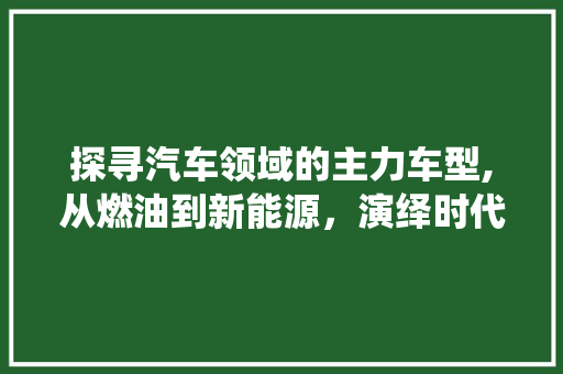 探寻汽车领域的主力车型,从燃油到新能源，演绎时代变迁