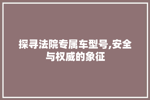 探寻法院专属车型号,安全与权威的象征