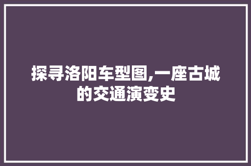 探寻洛阳车型图,一座古城的交通演变史
