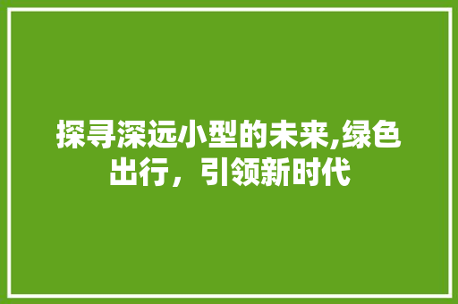 探寻深远小型的未来,绿色出行，引领新时代