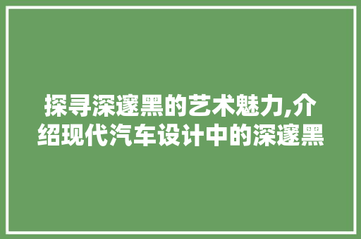 探寻深邃黑的艺术魅力,介绍现代汽车设计中的深邃黑车型 车身配件