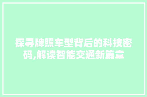 探寻牌照车型背后的科技密码,解读智能交通新篇章 车灯配件