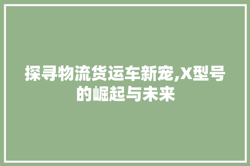 探寻物流货运车新宠,X型号的崛起与未来 新款车型