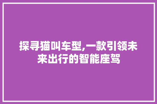 探寻猫叫车型,一款引领未来出行的智能座驾