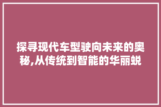 探寻现代车型驶向未来的奥秘,从传统到智能的华丽蜕变