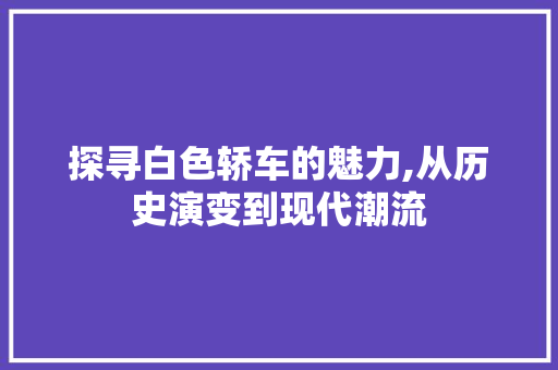 探寻白色轿车的魅力,从历史演变到现代潮流