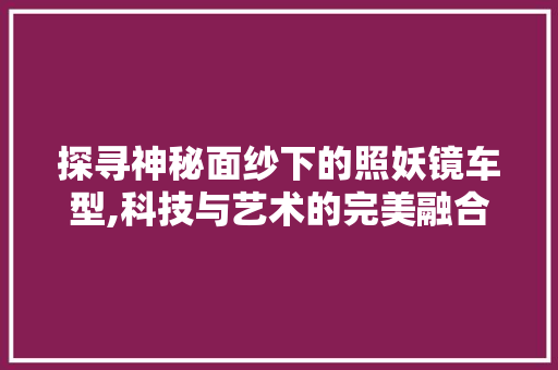 探寻神秘面纱下的照妖镜车型,科技与艺术的完美融合