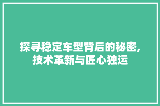 探寻稳定车型背后的秘密,技术革新与匠心独运