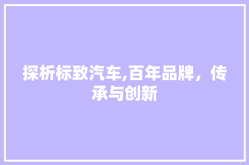 探析标致汽车,百年品牌，传承与创新