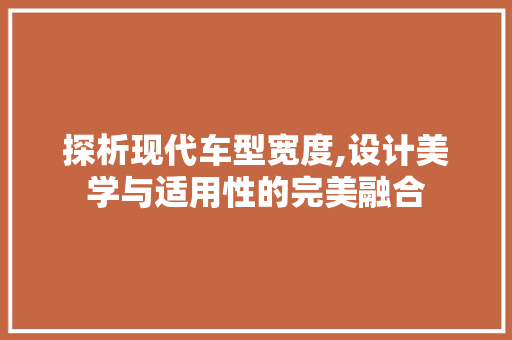 探析现代车型宽度,设计美学与适用性的完美融合