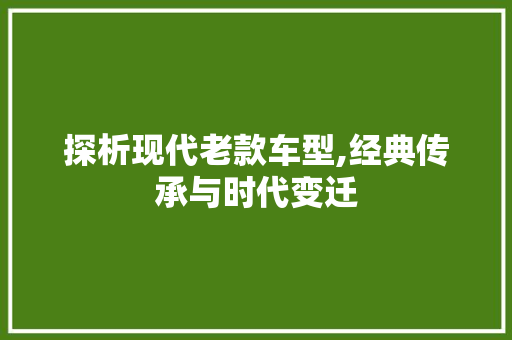 探析现代老款车型,经典传承与时代变迁