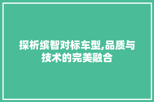 探析缤智对标车型,品质与技术的完美融合