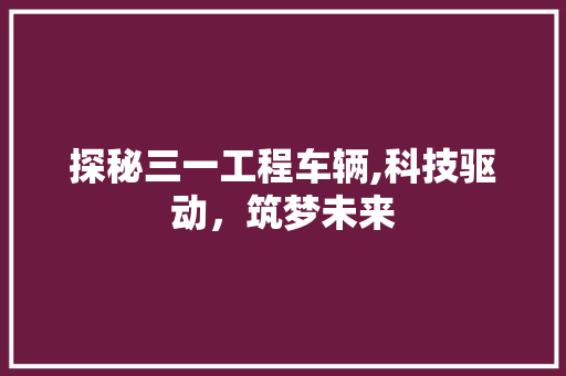 探秘三一工程车辆,科技驱动，筑梦未来