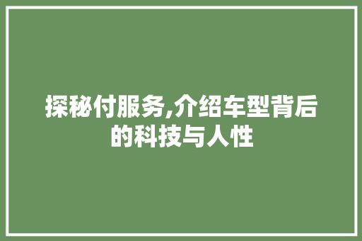 探秘付服务,介绍车型背后的科技与人性