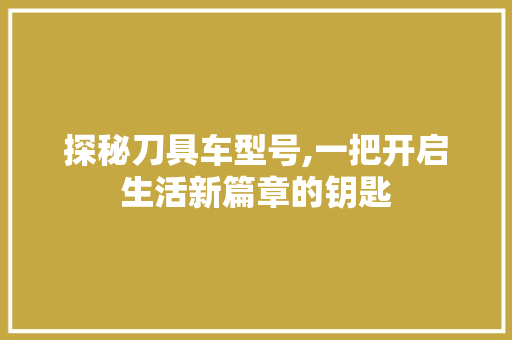 探秘刀具车型号,一把开启生活新篇章的钥匙 车身配件