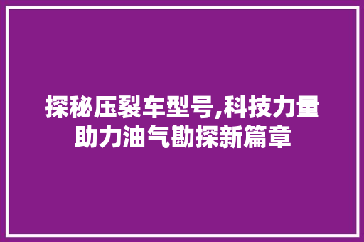 探秘压裂车型号,科技力量助力油气勘探新篇章