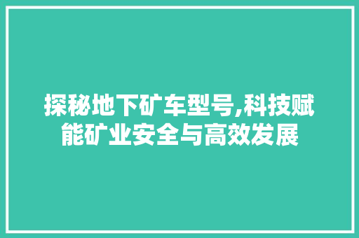 探秘地下矿车型号,科技赋能矿业安全与高效发展