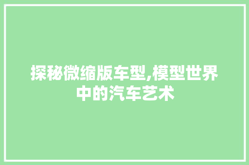 探秘微缩版车型,模型世界中的汽车艺术
