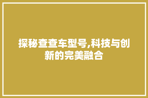 探秘查查车型号,科技与创新的完美融合