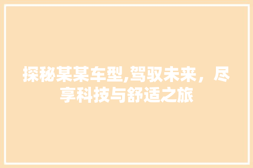 探秘某某车型,驾驭未来，尽享科技与舒适之旅 新款车型