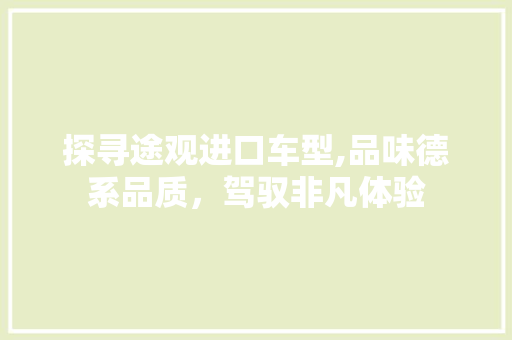 探寻途观进口车型,品味德系品质，驾驭非凡体验
