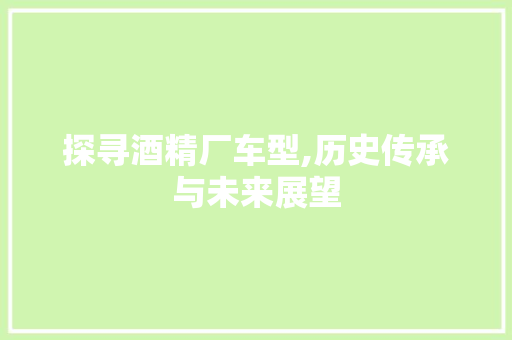 探寻酒精厂车型,历史传承与未来展望
