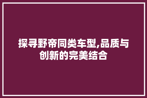 探寻野帝同类车型,品质与创新的完美结合