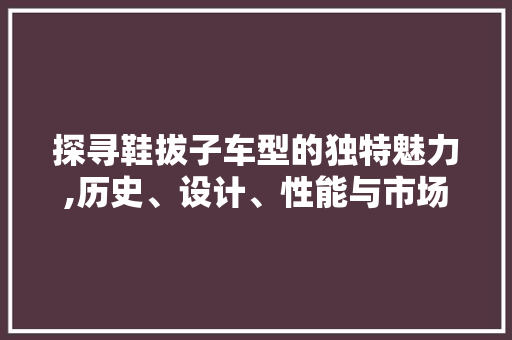探寻鞋拔子车型的独特魅力,历史、设计、性能与市场