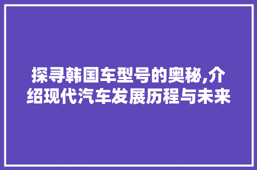 探寻韩国车型号的奥秘,介绍现代汽车发展历程与未来趋势