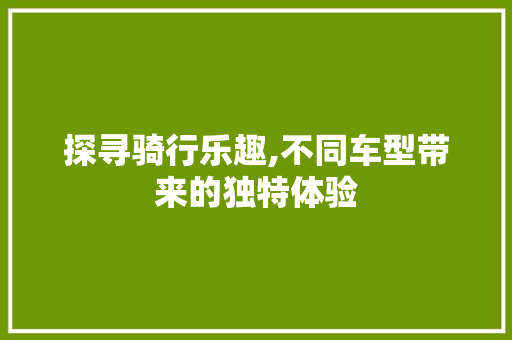 探寻骑行乐趣,不同车型带来的独特体验