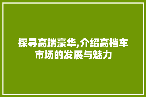 探寻高端豪华,介绍高档车市场的发展与魅力
