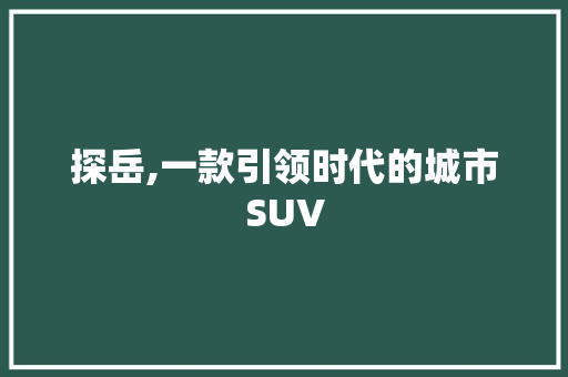 探岳,一款引领时代的城市SUV