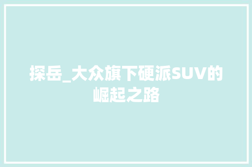 探岳_大众旗下硬派SUV的崛起之路