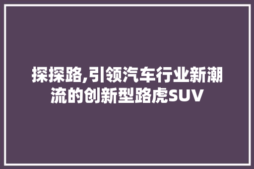 探探路,引领汽车行业新潮流的创新型路虎SUV