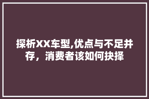 探析XX车型,优点与不足并存，消费者该如何抉择