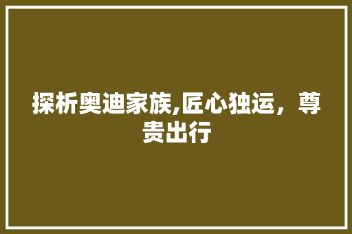 探析奥迪家族,匠心独运，尊贵出行
